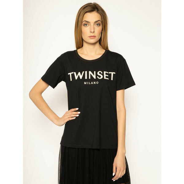 TwinSet T-Shirt 201TP2081 Czarny Regular Fit