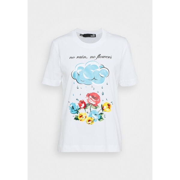 Love Moschino T-shirt z nadrukiem optical white LO921D05Z