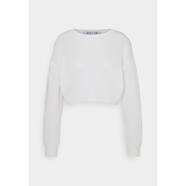 NU-IN ROUND NECK CROPPED JUMPER Sweter off white NUF21I00A