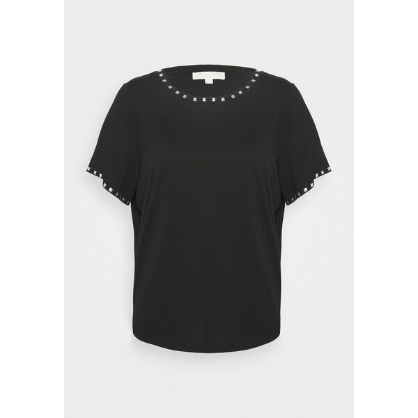 MICHAEL Michael Kors STUDDED SCOOP NECK TEE T-shirt z nadrukiem black MK121D04T