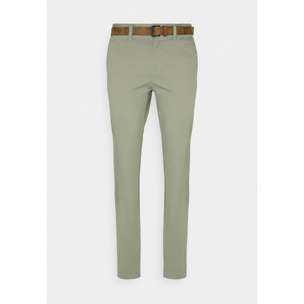 TOM TAILOR DENIM WITH BELT Chinosy greyish shadow olive TO722E03C-C13