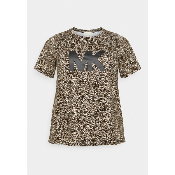 MICHAEL Michael Kors LEOPARD LOGO TEE T-shirt z nadrukiem dark camel MK121D04Q