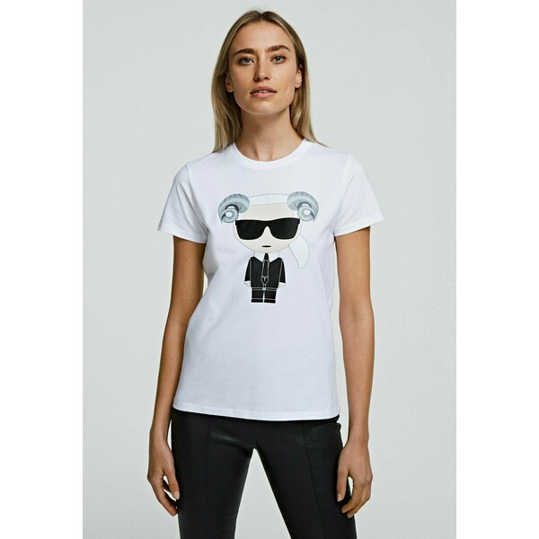 KARL LAGERFELD ARIES T-shirt z nadrukiem white K4821D072