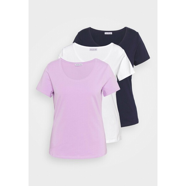 Anna Field Curvy 3er PACK T-shirt basic white_lilac_blue AX821D03H