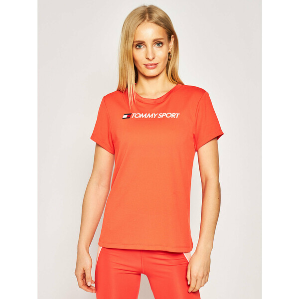 Tommy Sport T-Shirt Performance Chest Logo S10S100453 Czerwony Regular Fit