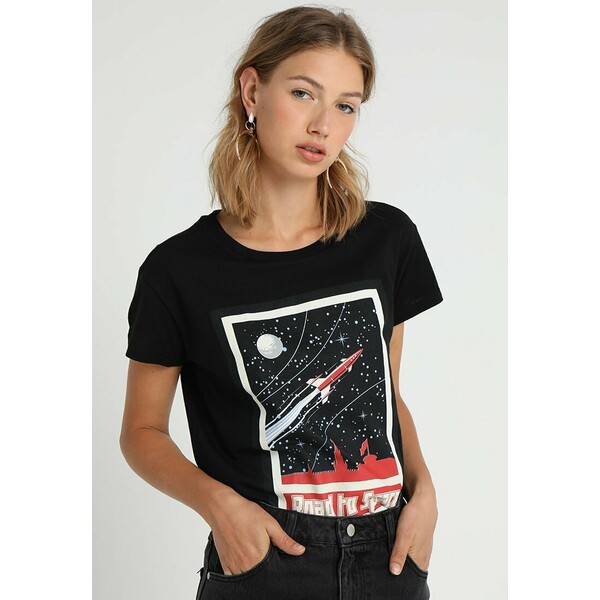 Merchcode LADIES ROAD TO SPACE BOX TEE T-shirt z nadrukiem black MEJ21D002