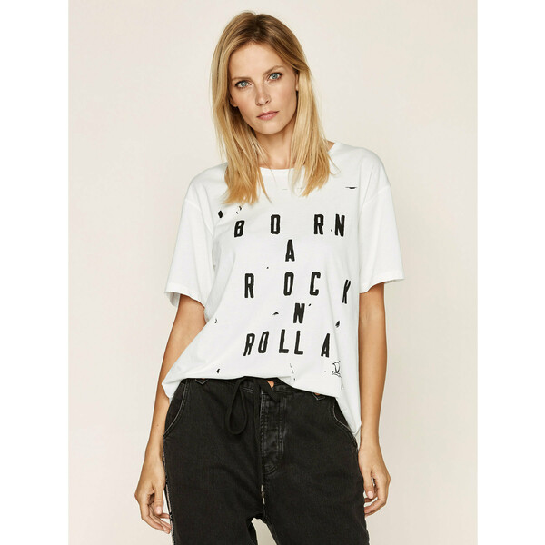 One Teaspoon T-Shirt Born A Rock N Rolla 23539A Biały Regular Fit