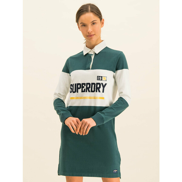 Superdry Sukienka dzianinowa Webb Rugby W8000056A Zielony Regular Fit