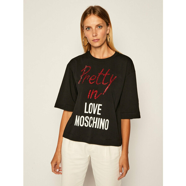LOVE MOSCHINO T-Shirt W4H0903M 3876 Czarny Oversize