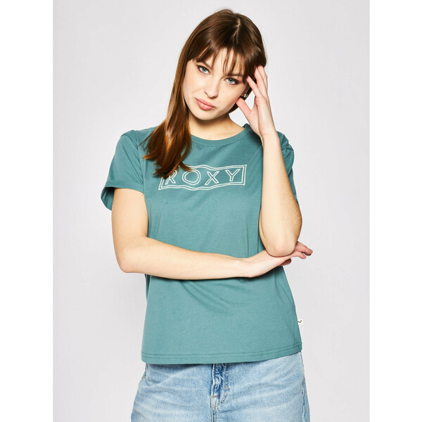 Roxy T-Shirt ERJZT04808 Zielony Regular Fit