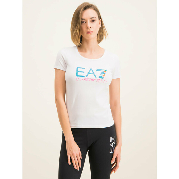 EA7 Emporio Armani T-Shirt 3HTT31 TJ12Z 1100 Biały Slim Fit