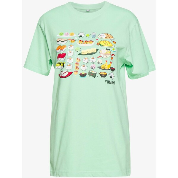 Merchcode LADIES PICK A SUSHI TEE T-shirt z nadrukiem neo mint MEJ21D033