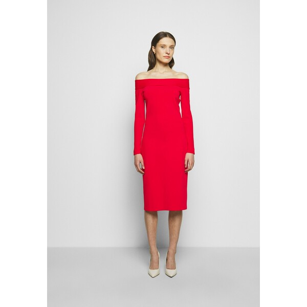 Victoria Beckham COMPACT SHINE BARDOT FITTED DRESS Sukienka etui red V0921C014