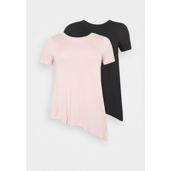 Even&Odd Curvy 2 PACK T-shirt basic black/light pink EVB21D02Z