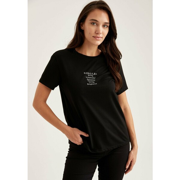 DeFacto T-shirt z nadrukiem black DEZ21D0CS