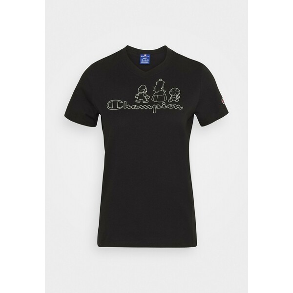 Champion Rochester CREWNECK T-shirt z nadrukiem black C4A21D000