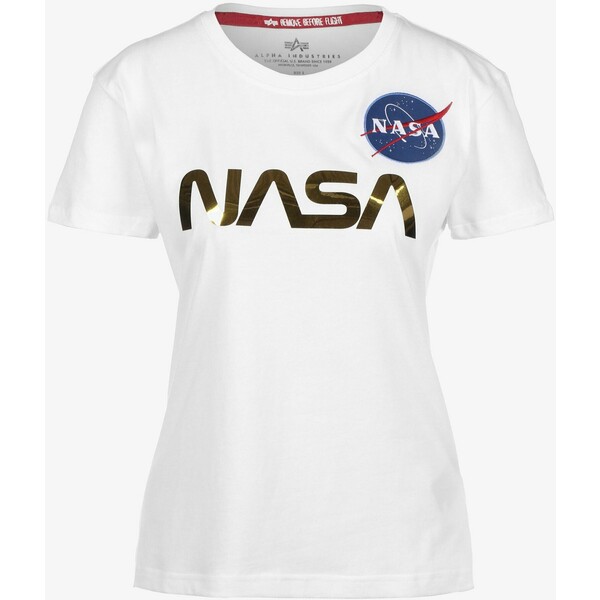 Alpha Industries NASA T-shirt z nadrukiem white/gold AL521D005