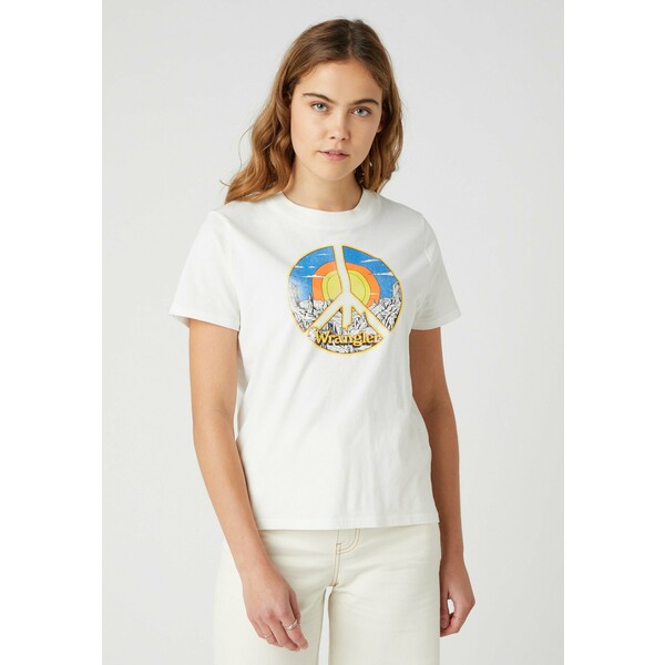 Wrangler HIGH REGULAR TEE T-shirt z nadrukiem white worn WR121D04N