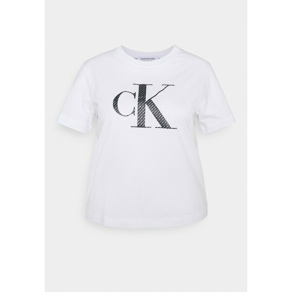 Calvin Klein Jeans Plus BONDED FILLED TEE T-shirt z nadrukiem bright white C2Q21D00I