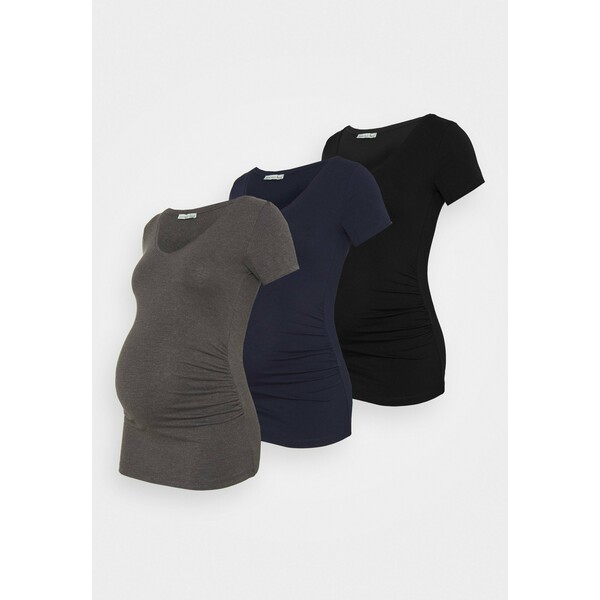Anna Field MAMA 3 PACK T-shirt z nadrukiem black /dark grey/dark blue EX429G03G