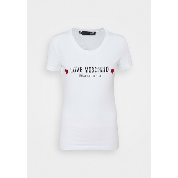 Love Moschino T-shirt z nadrukiem optical white LO921D060