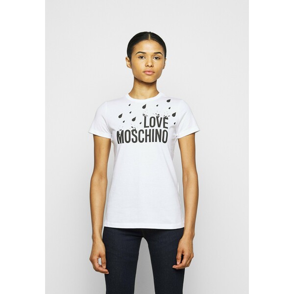 Love Moschino T-shirt z nadrukiem optical white LO921D069