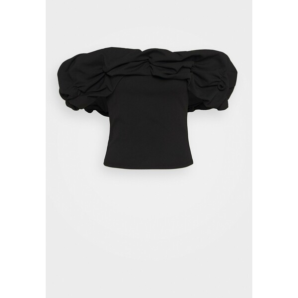 Missguided Tall RUFFLE NECK BARDOT T-shirt z nadrukiem black MIG21E037