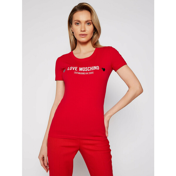 LOVE MOSCHINO T-Shirt W4H1904E 1951 Czerwony Slim Fit