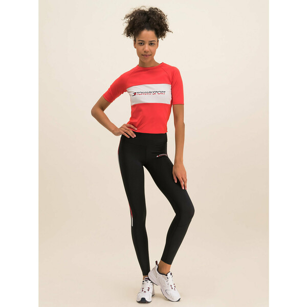 Tommy Sport T-Shirt Tight Tee S10S100397 Czerwony Cropped Fit