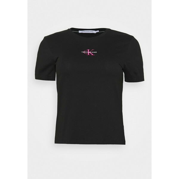 Calvin Klein Jeans Plus MONOGRAM LOGO TEE T-shirt z nadrukiem black/party pink C2Q21D00T