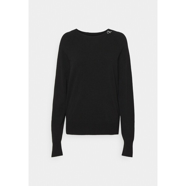 Calvin Klein Jeans NECK LOGO FLUFFY SWEATER Sweter black C1821I02Z