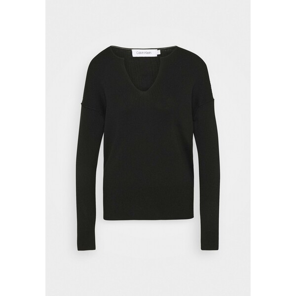Calvin Klein LOGO OPEN NECK Sweter black 6CA21I01J