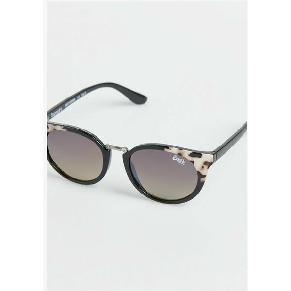 Superdry AUBREY Okulary przeciwsłoneczne gloss black/tortoiseshell corner SU251K004