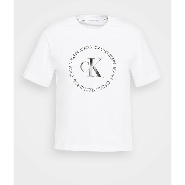 Calvin Klein Jeans Plus ROUND LOGO STRAIGHT TEE T-shirt z nadrukiem bright white C2Q21D000