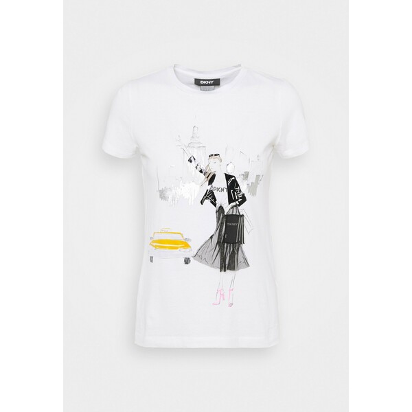 DKNY CONVERSATIONAL T-shirt z nadrukiem white DK121D02O