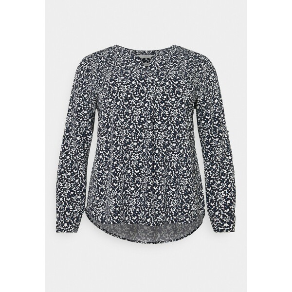 MY TRUE ME TOM TAILOR BLOUSE WITH PLEAT DETAIL Bluzka navy flowers and dots TOL21E02F