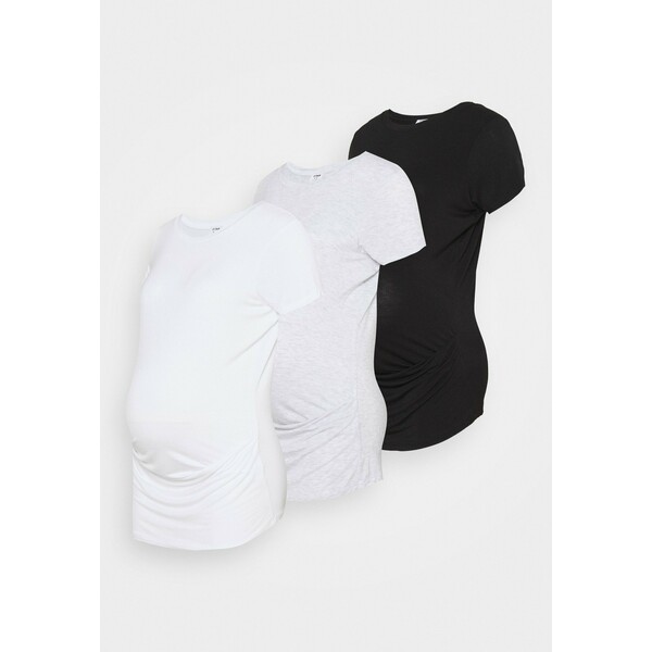 Cotton On MATERNITY WRAP FRONT SHORT SLEEVE 3 PACK T-shirt basic black/white/silver marle C1Q29G00I