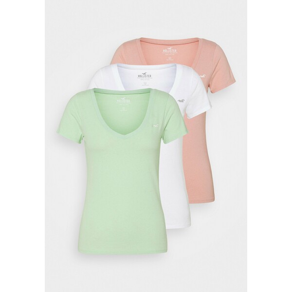 Hollister Co. T-shirt z nadrukiem white/pastel green/mellow rose H0421D0BG
