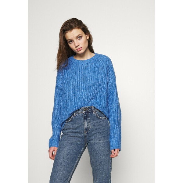 American Eagle SLOUCHY CROPPED CABLE Sweter blue AM421I00S