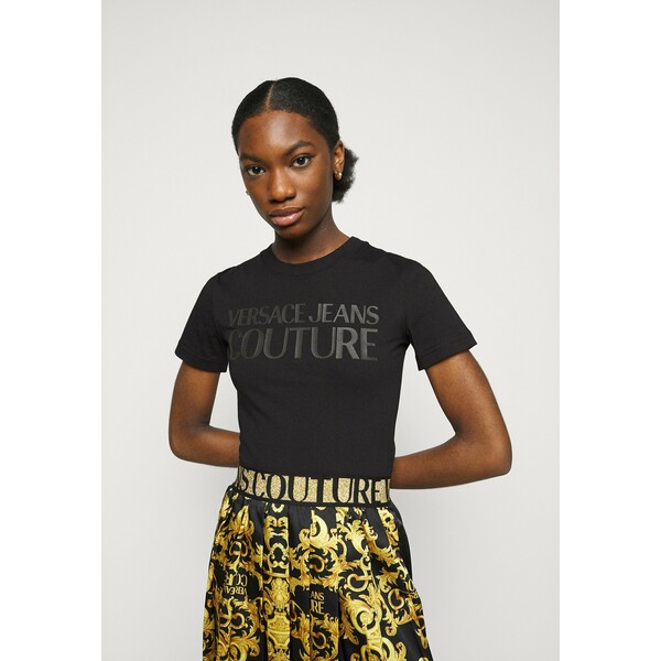 Versace Jeans Couture TEE T-shirt z nadrukiem black VEI21D02B