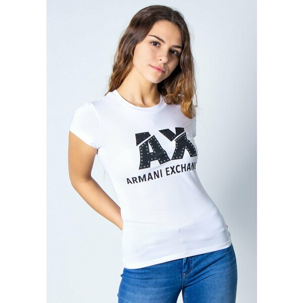 Armani Exchange T-shirt z nadrukiem white ARC21D02L-A11