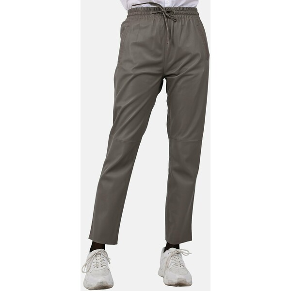 Oakwood Spodnie skórzane gray taupe OA121A015
