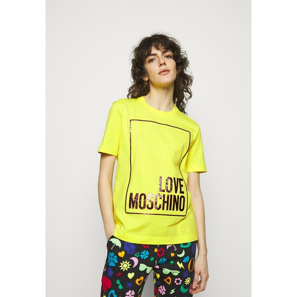 Love Moschino T-shirt z nadrukiem yellow LO921D063