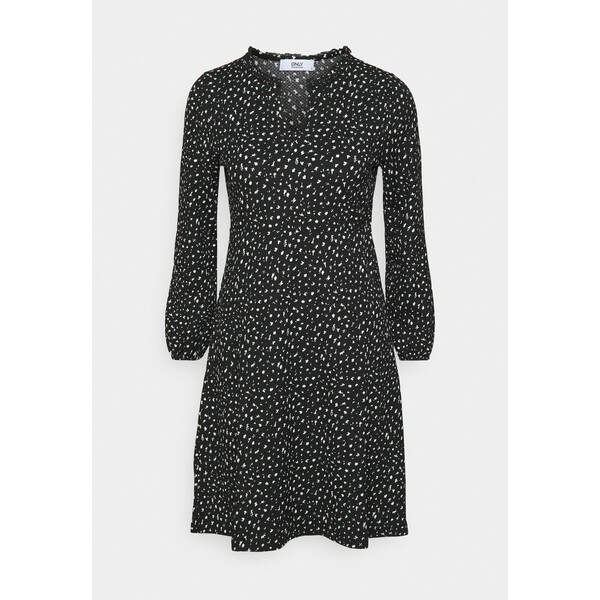 ONLY Petite ONLZILLE V FRILLNECK DRESS Sukienka letnia black/white OP421C08A