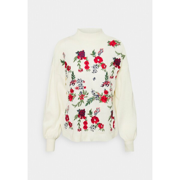 Missguided FLORAL Sweter cream M0Q21I088