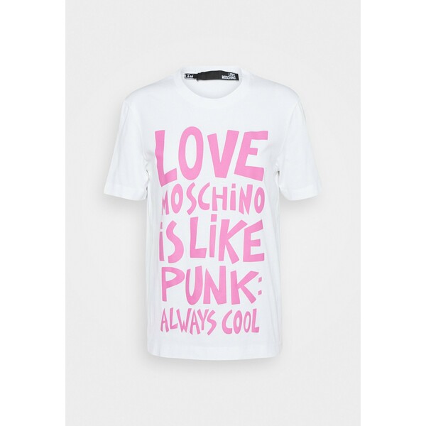 Love Moschino T-shirt z nadrukiem white LO921D066