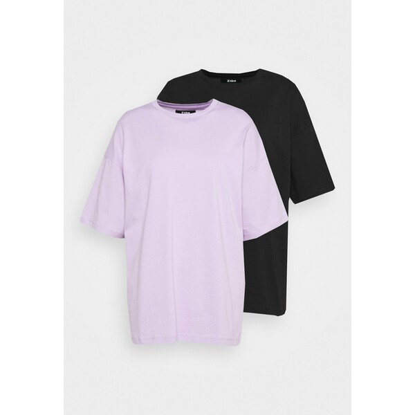 Zign 2 PACK T-shirt basic black/lilac ZI121D02H