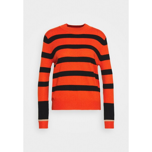 pure cashmere STRIPE MOCKNECK Sweter orange/black PUG21I00M
