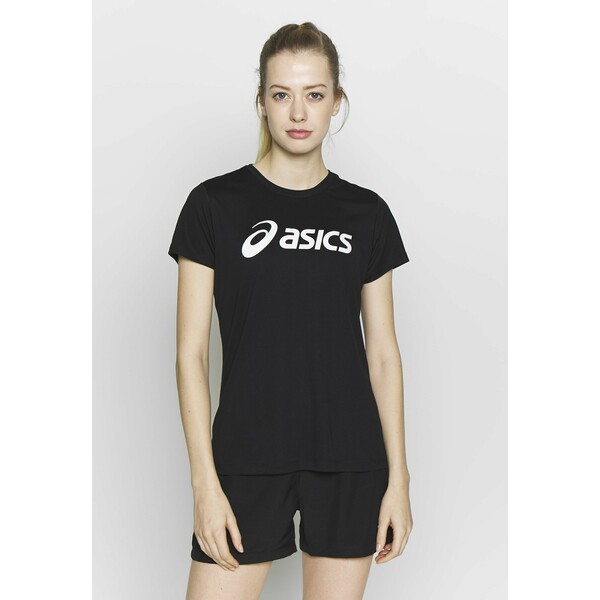 SILVER ASICS T-shirt z nadrukiem performance black / brilliant white AS141D082