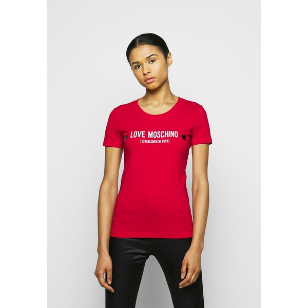 Love Moschino T-shirt z nadrukiem red LO921D060